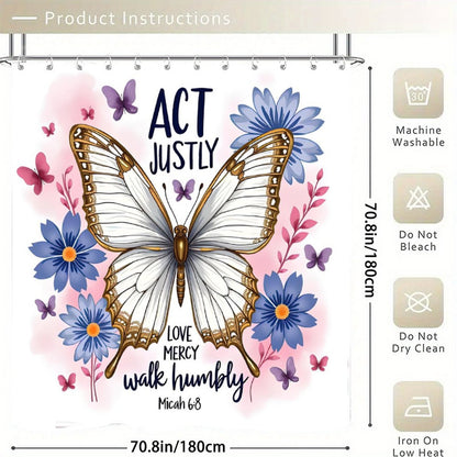 Act Justly Christian Waterproof Shower Curtain
