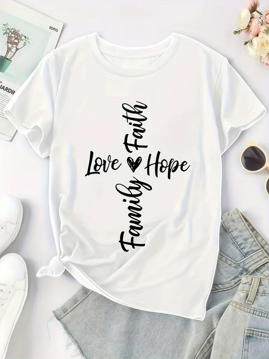 Love Hope Family Faith Women's Christian T-shirt claimedbygoddesigns
