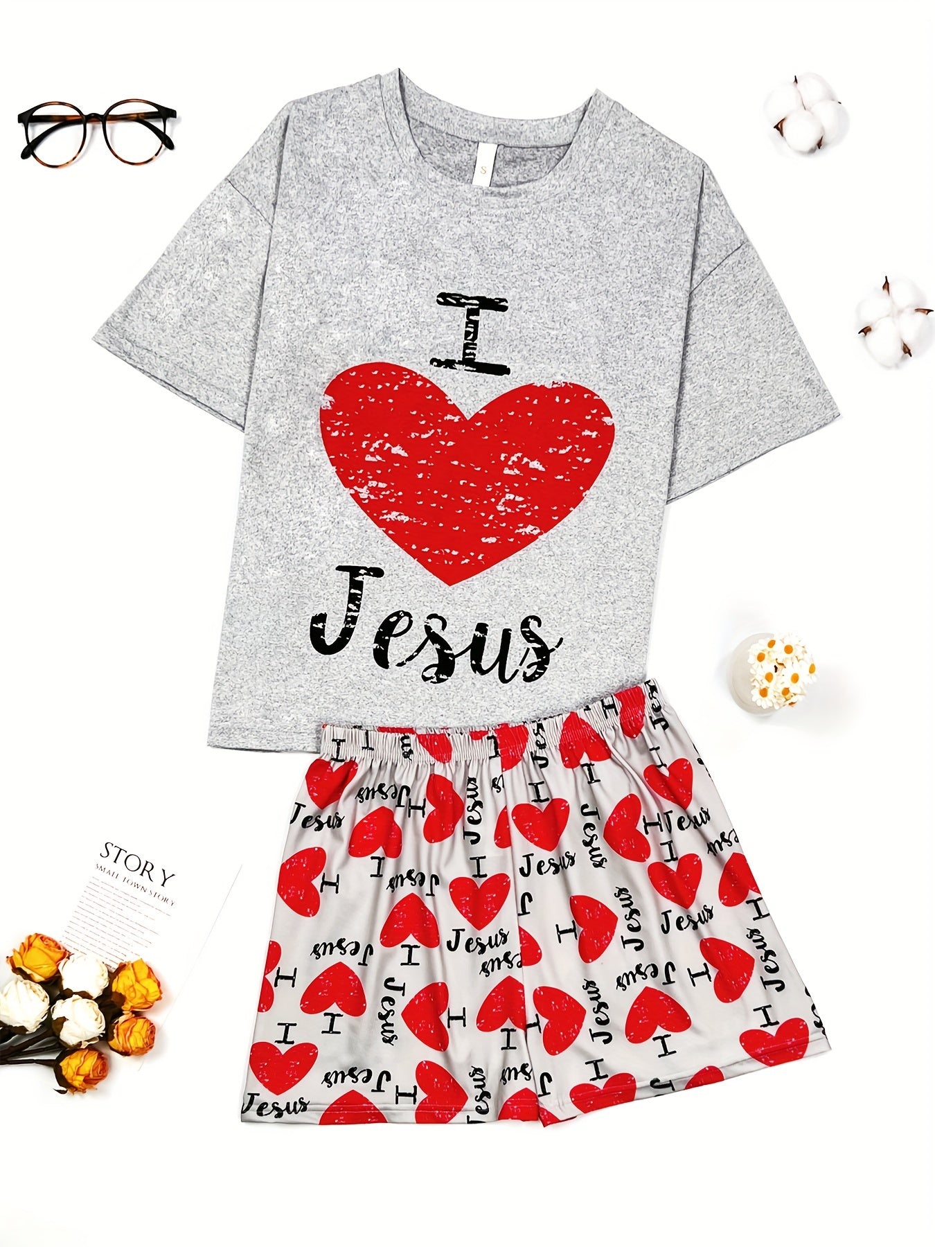 I Love Jesus Women's Christian Pajama Set claimedbygoddesigns