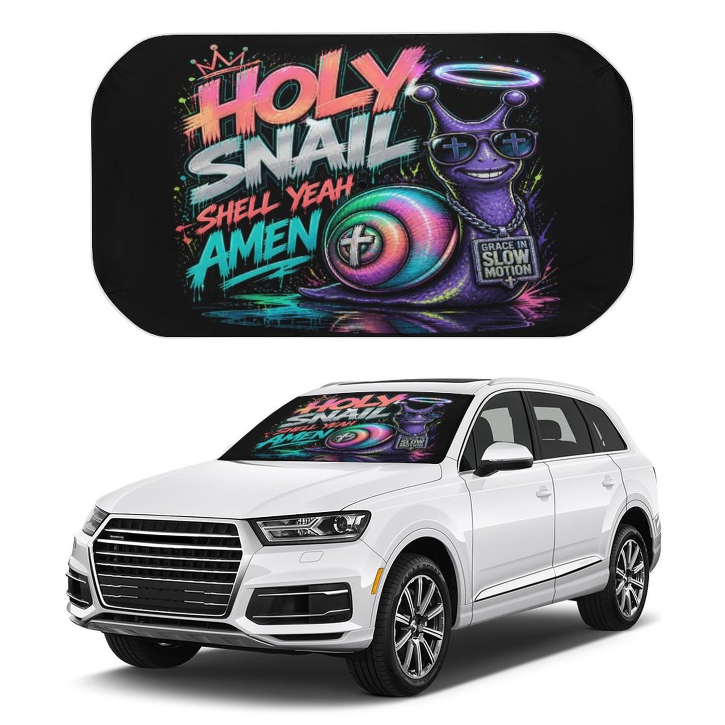 Holy Snail — Shell Yeah Amen Christian Car Sunshade Umbrella - ClaimedbyGodDesigns