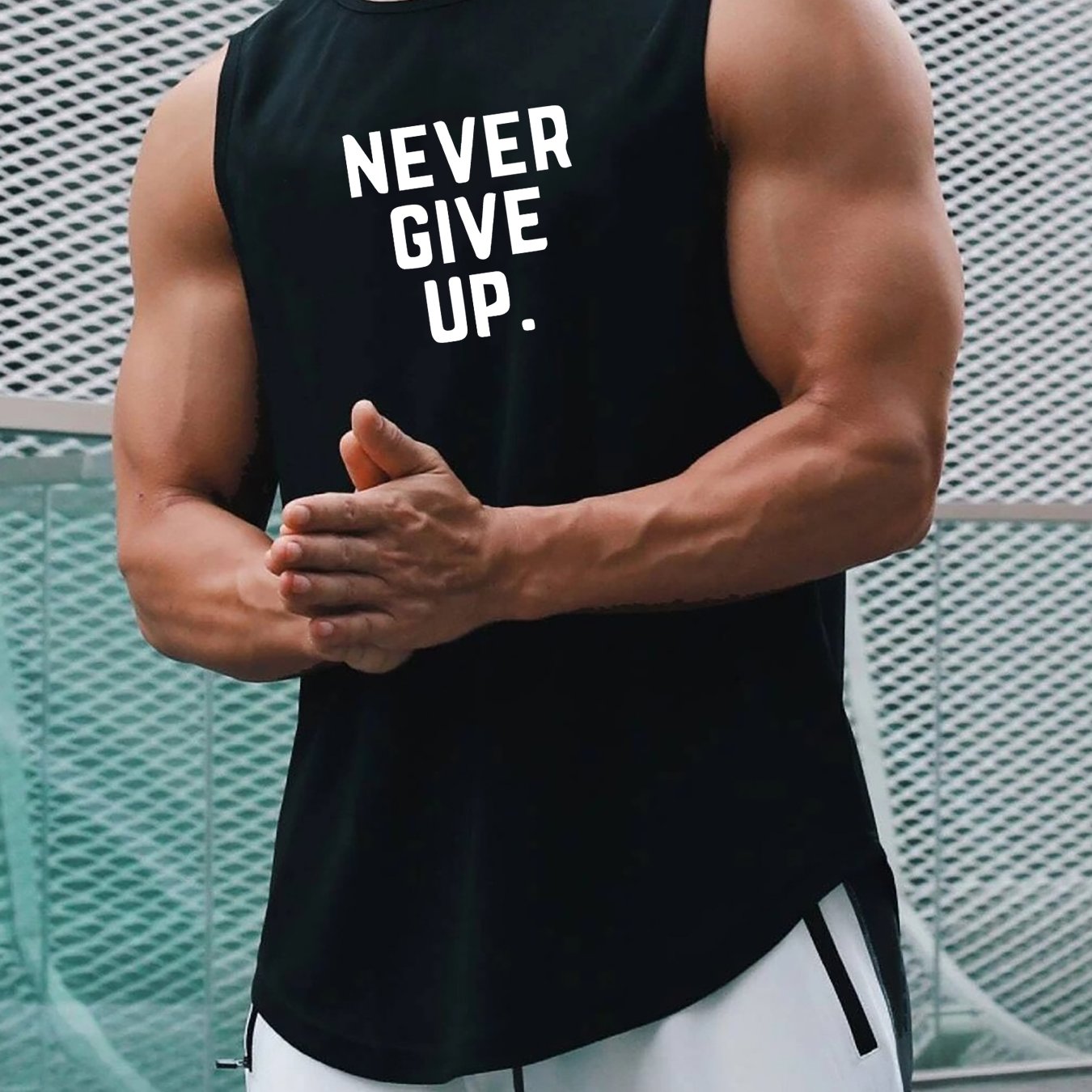 NEVER GIVE UP Men's Christian Tank Top claimedbygoddesigns