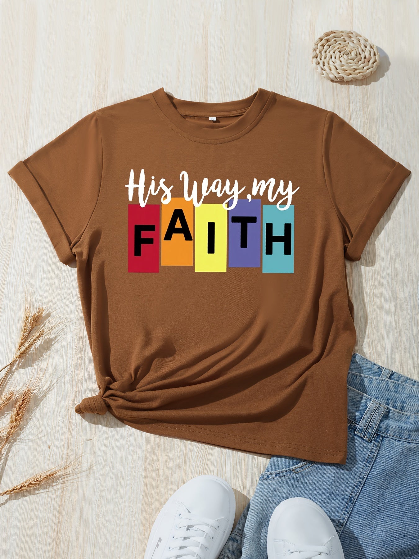 His Way My Faith Women's Christian T-shirt claimedbygoddesigns
