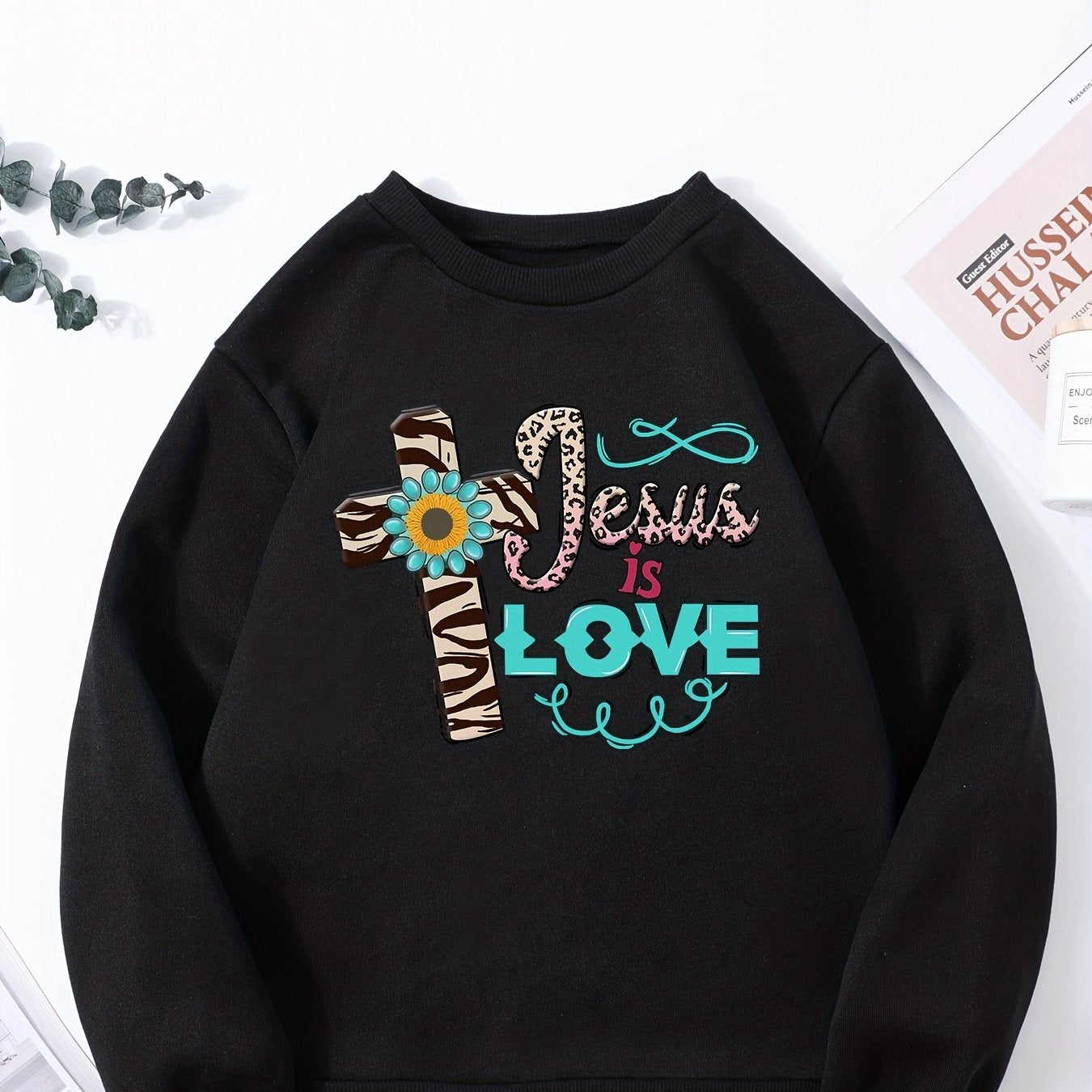 Jesus Is Love Youth Christian Pullover Sweatshirt claimedbygoddesigns