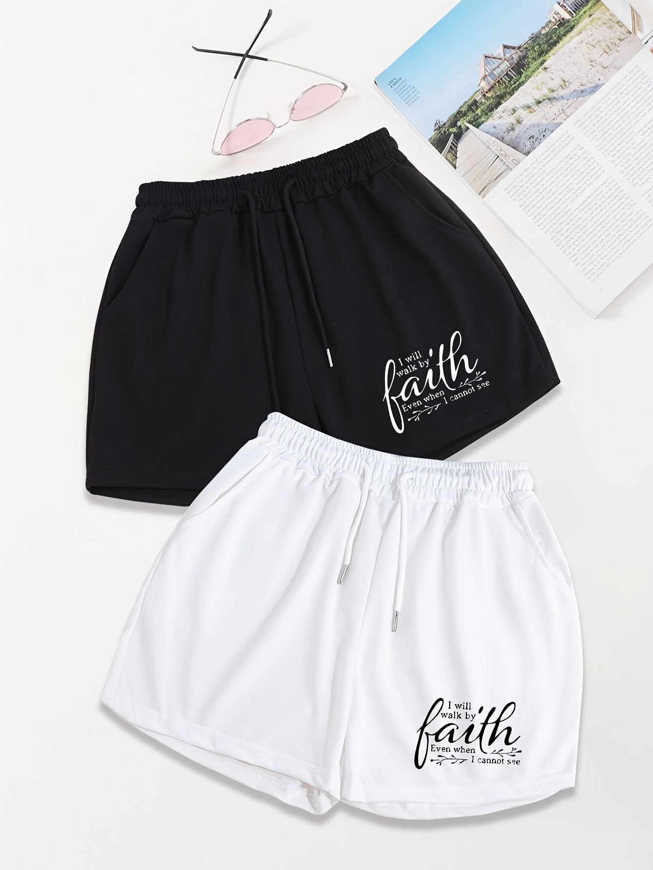 I Will Walk By Faith Even When I Cannot See It 2pcs Women's Christian Shorts claimedbygoddesigns