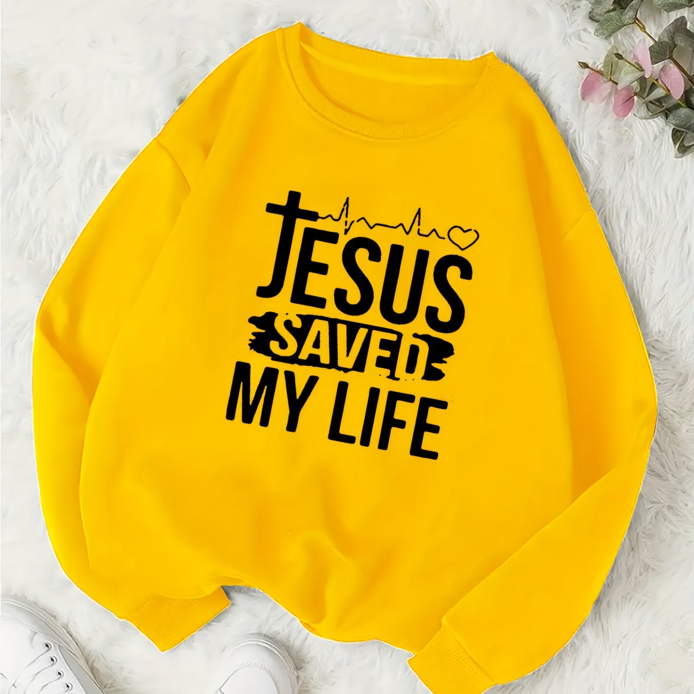 Jesus Saved My Life Youth Christian Pullover Sweatshirt claimedbygoddesigns