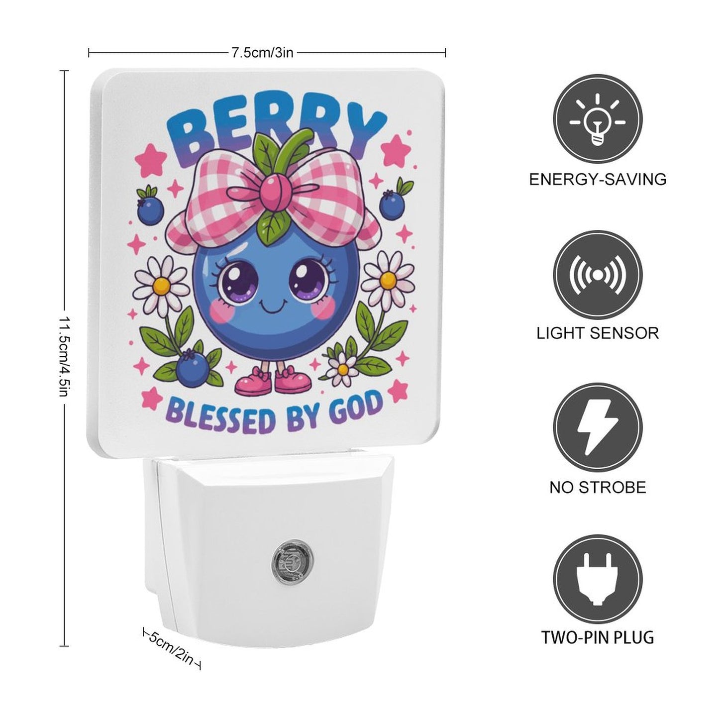 Berry Blessed Christian Night Light for Kids - ClaimedbyGodDesigns