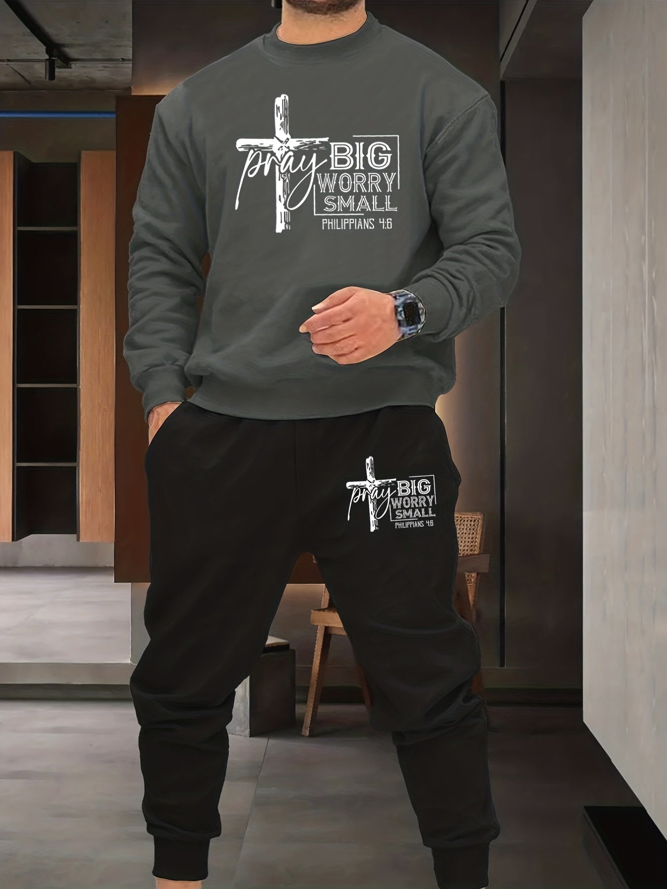 Pray Big Worry Small Men's Christian Casual Outfit claimedbygoddesigns