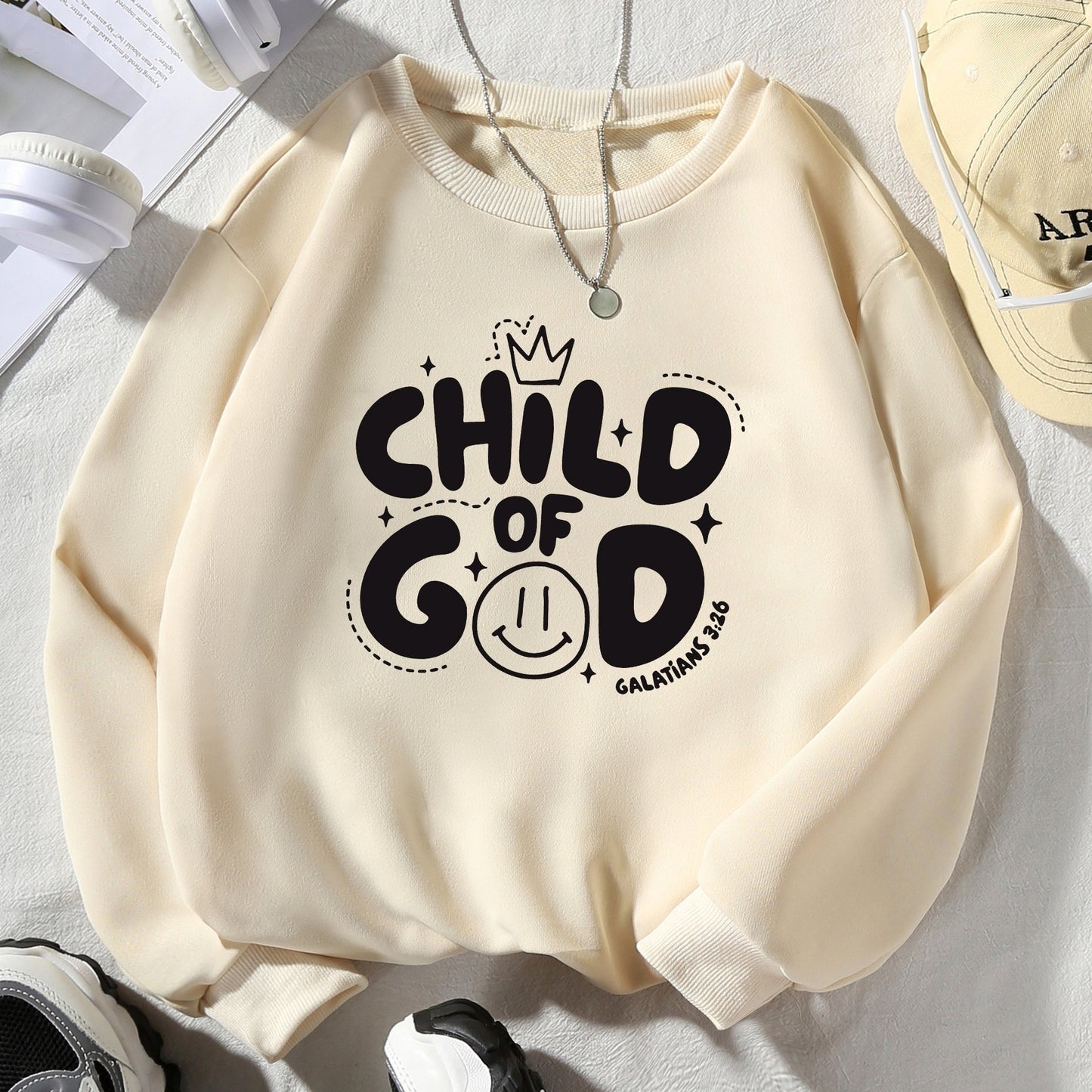 Child Of God Youth Christian Pullover Sweatshirt claimedbygoddesigns