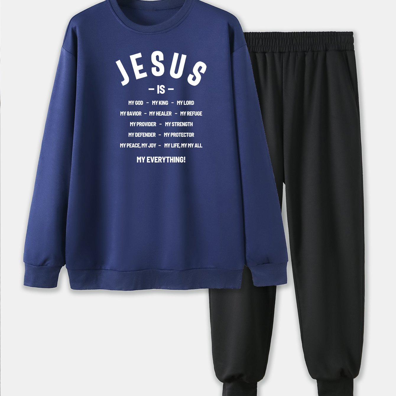 Jesus Is My Everything Plus Size Men's Christian Casual Outfit claimedbygoddesigns