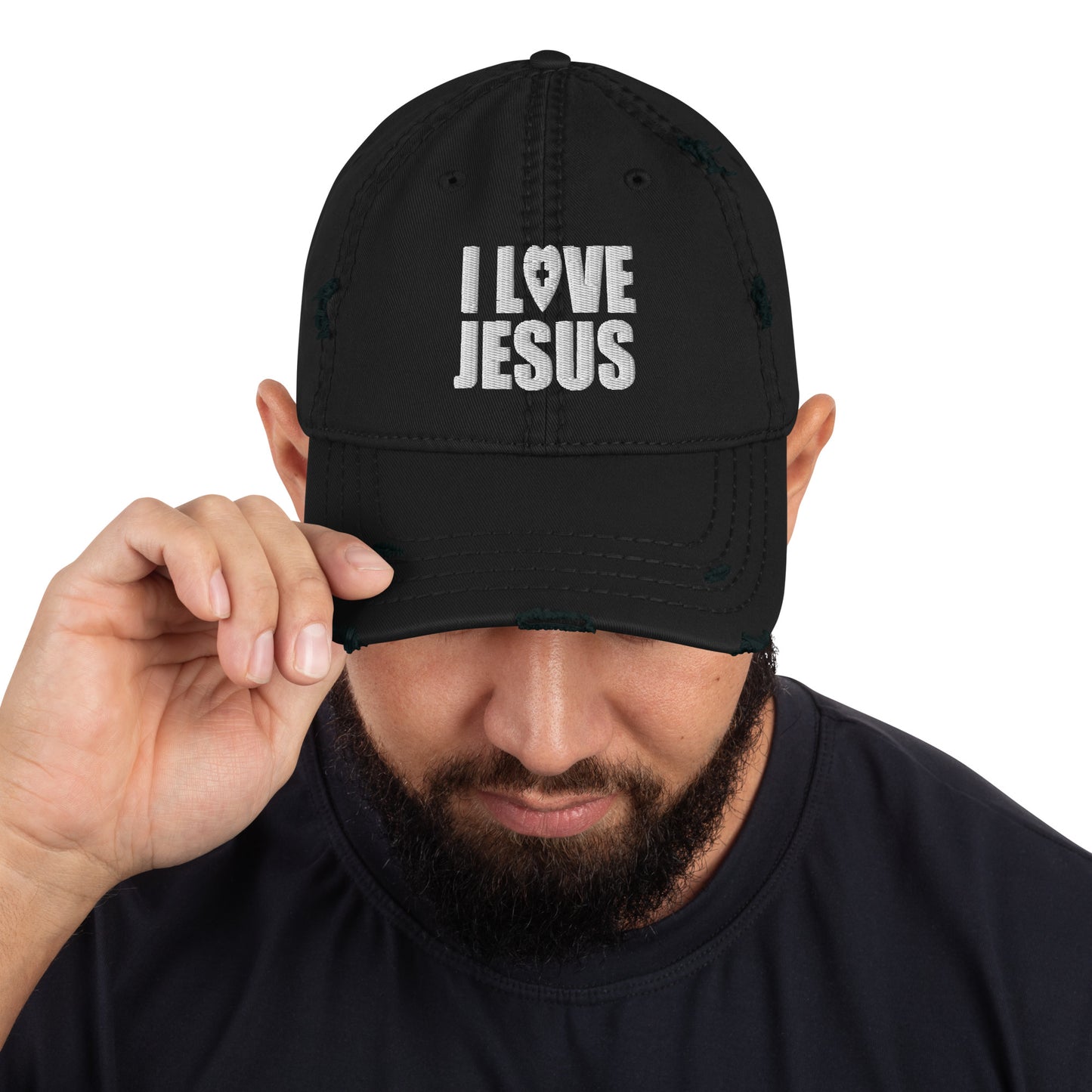 I Love Jesus Adult Christian Distressed Dad Hat