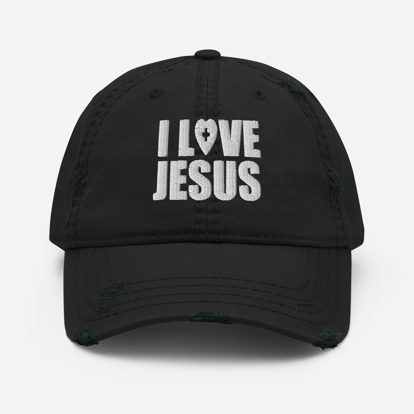 I Love Jesus Adult Christian Distressed Dad Hat