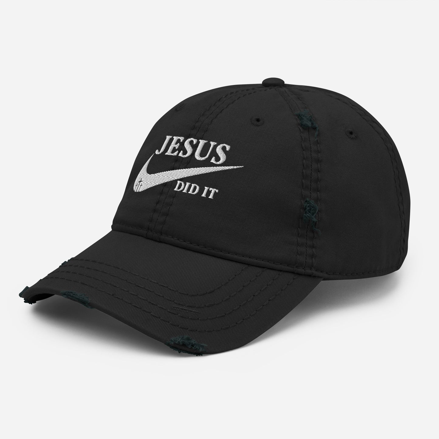 Jesus Did It (like Nike) Adult Christian Distressed Dad Hat