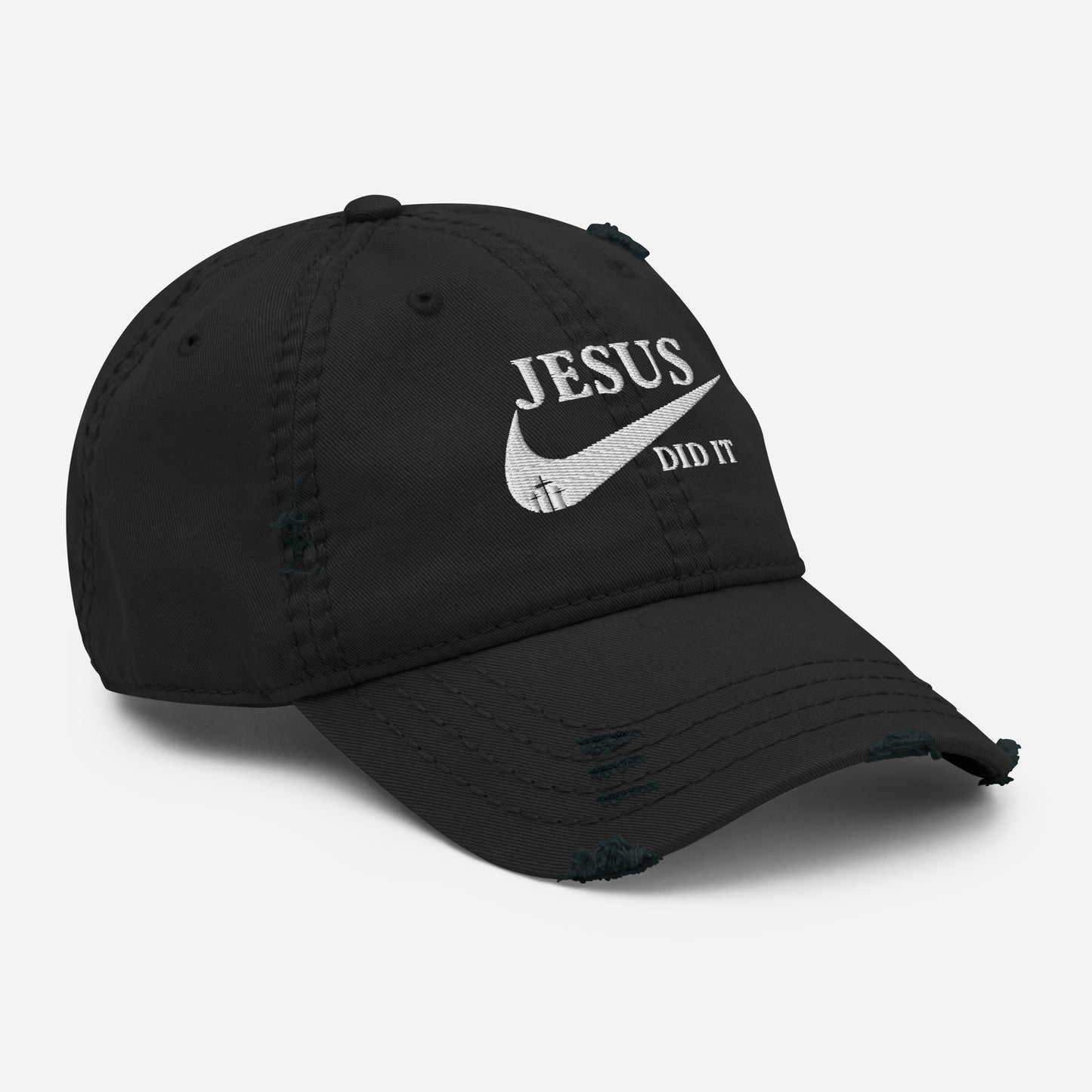 Jesus Did It (like Nike) Adult Christian Distressed Dad Hat