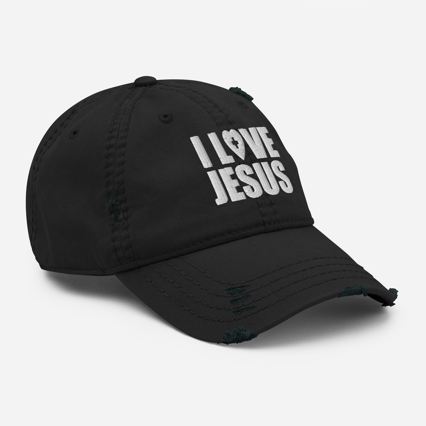 I Love Jesus Adult Christian Distressed Dad Hat