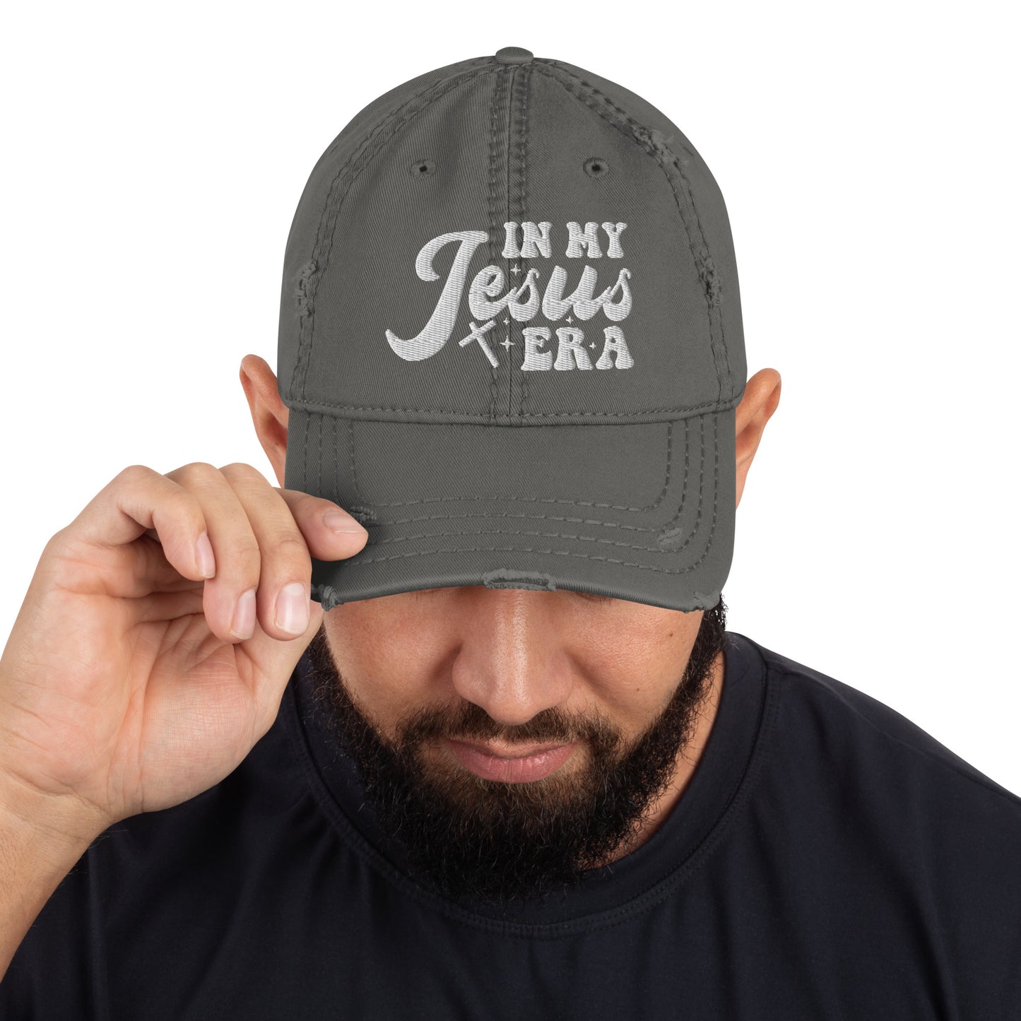 In My Jesus Era Adult Christian Distressed Dad Hat