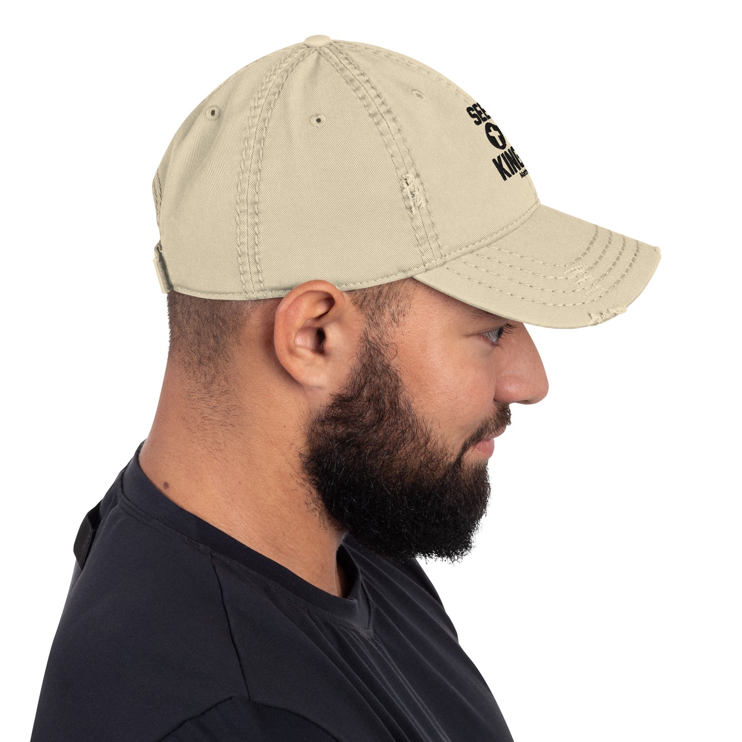 Seek First The Kingdom Adult Christian Distressed Dad Hat