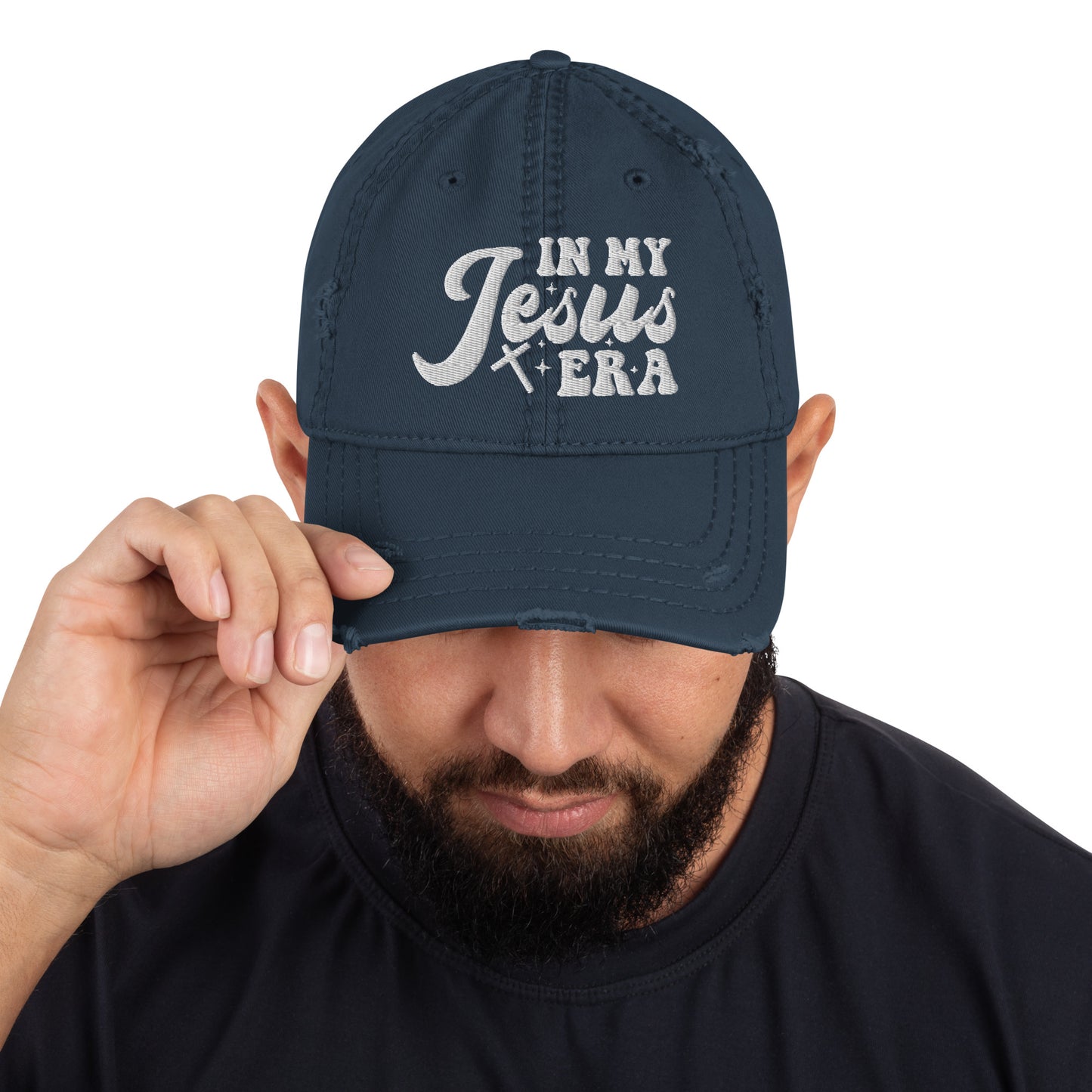 In My Jesus Era Adult Christian Distressed Dad Hat