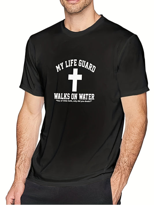 My Lifeguard Walks On Water Men's Christian T-shirt claimedbygoddesigns