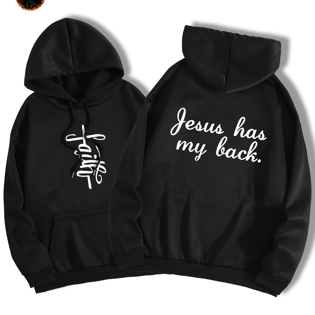 Faith: Jesus Has My Back Women's Christian Pullover Hooded Sweatshirt claimedbygoddesigns