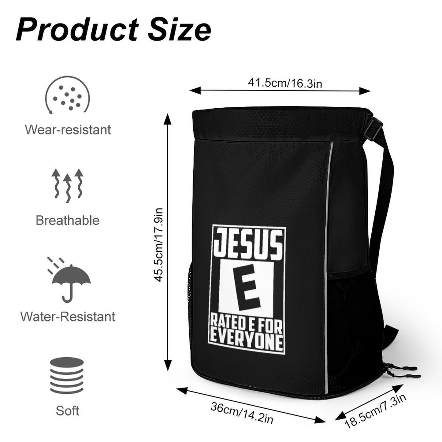 Jesus Rated E For Everyone Christian Waffle Cloth Drawstring Bag
