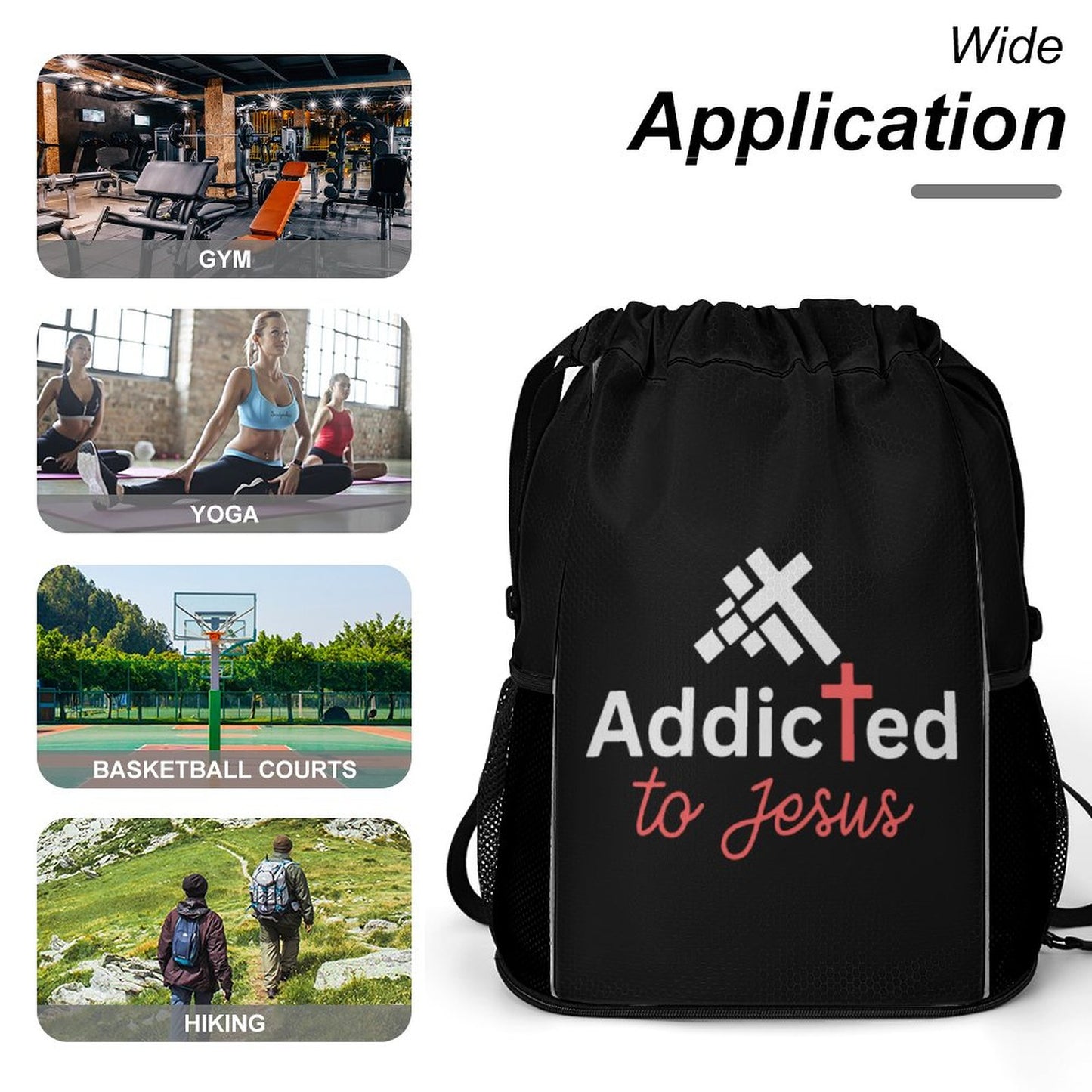 Addicted To Jesus Christian Waffle Cloth Drawstring Bag SALE-Personal Design