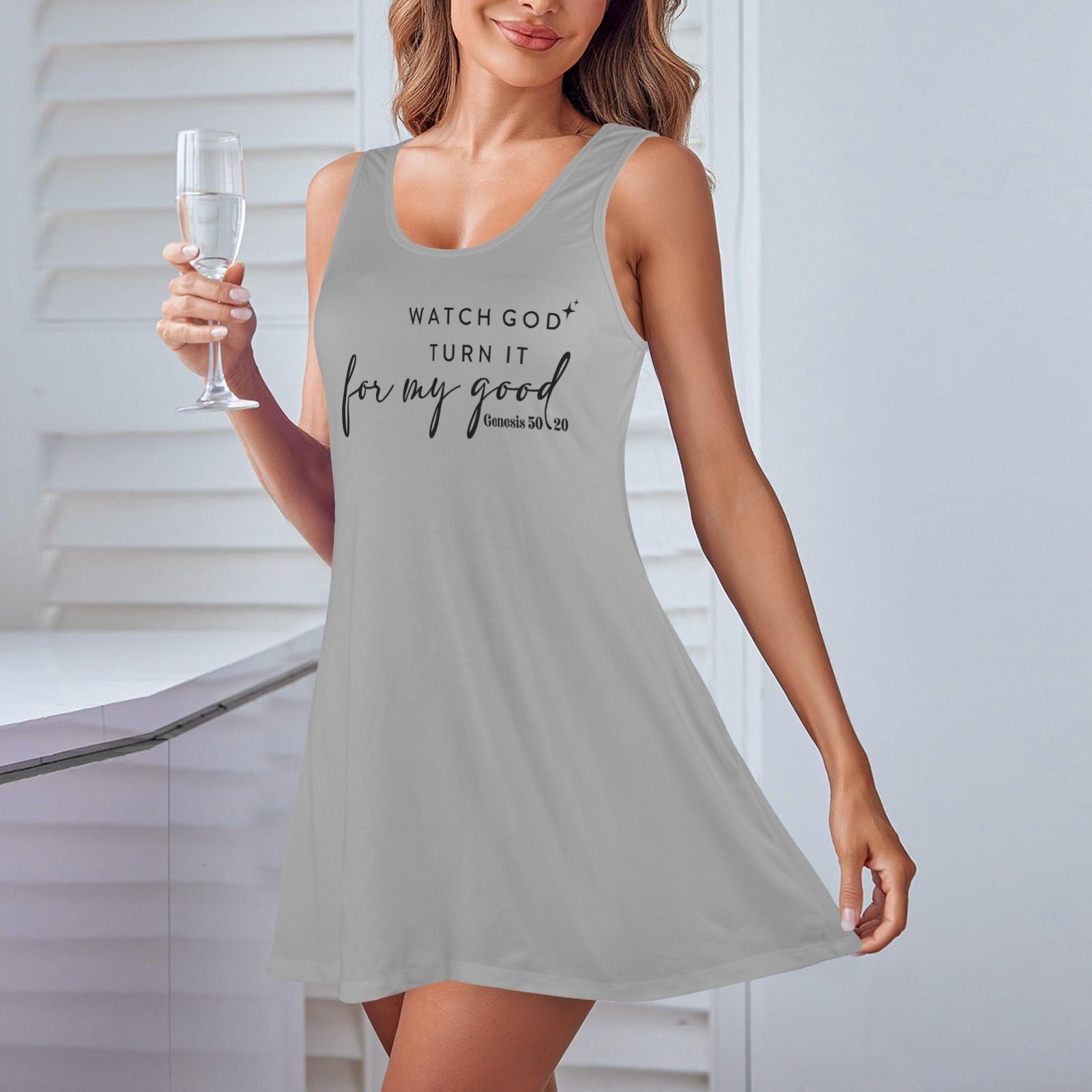 Watch God Turn It For My Good Women's Christian Racer Vest Pajama Nightdress