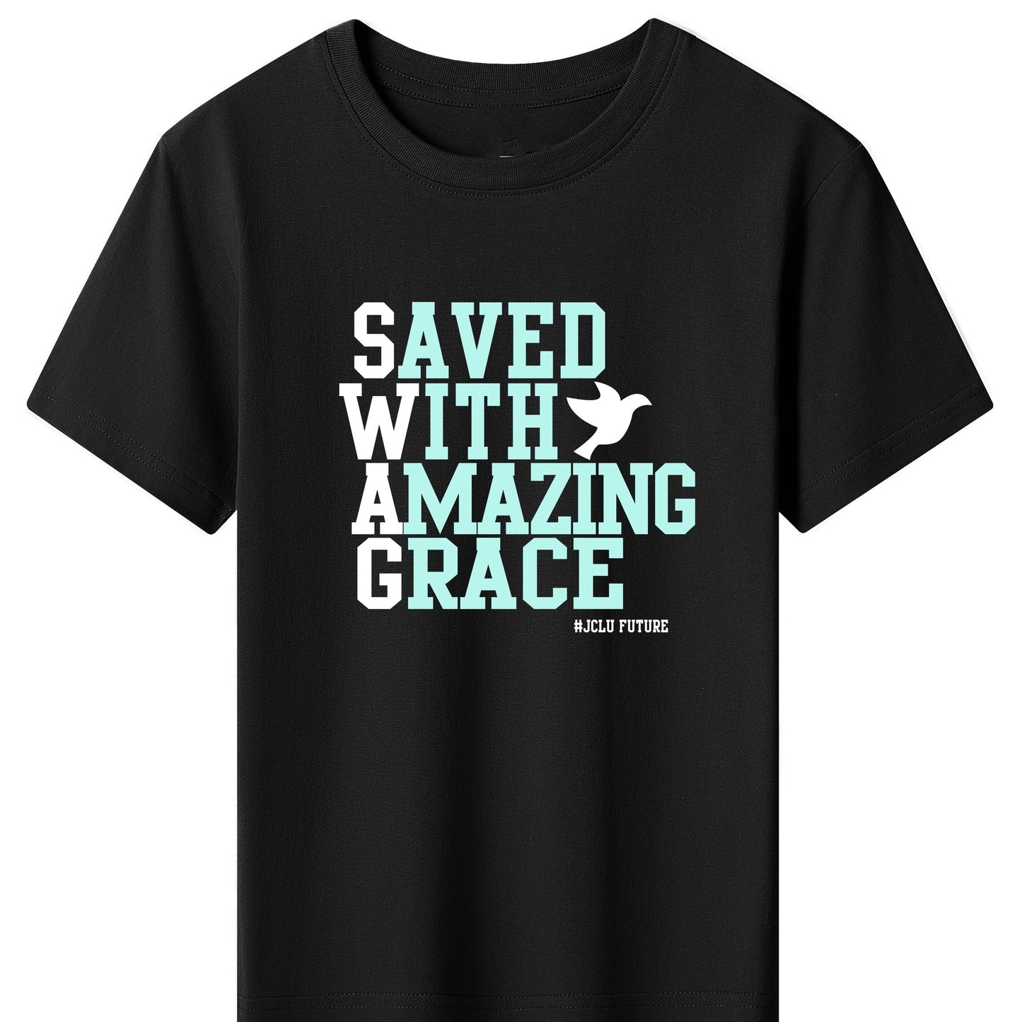 SAVED WITH AMAZING GRACE  Youth Christian T-shirt claimedbygoddesigns