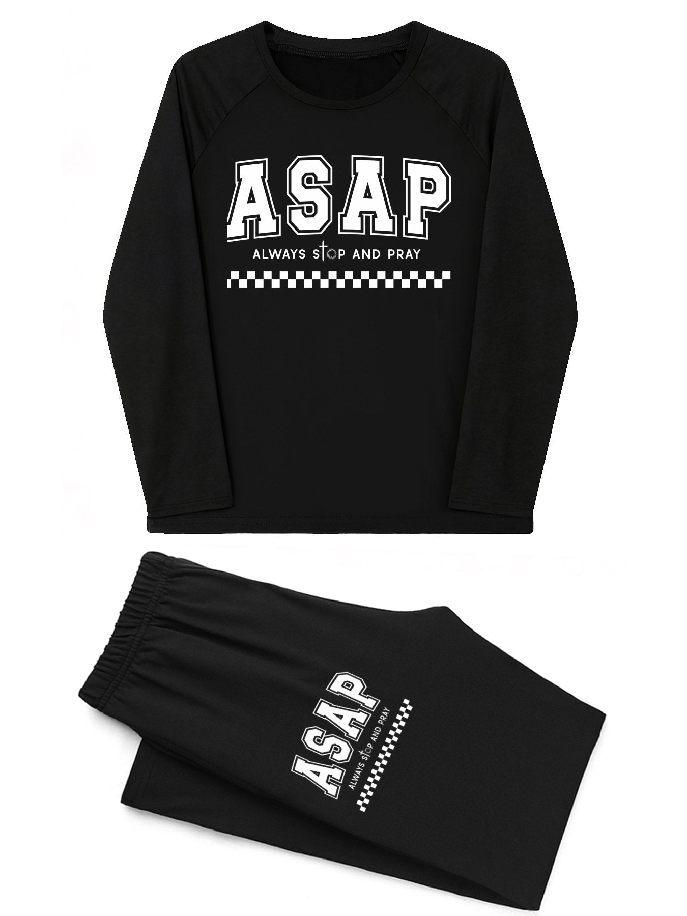 Always Stop And Pray Adult Unisex Christian Plaid Pajamas