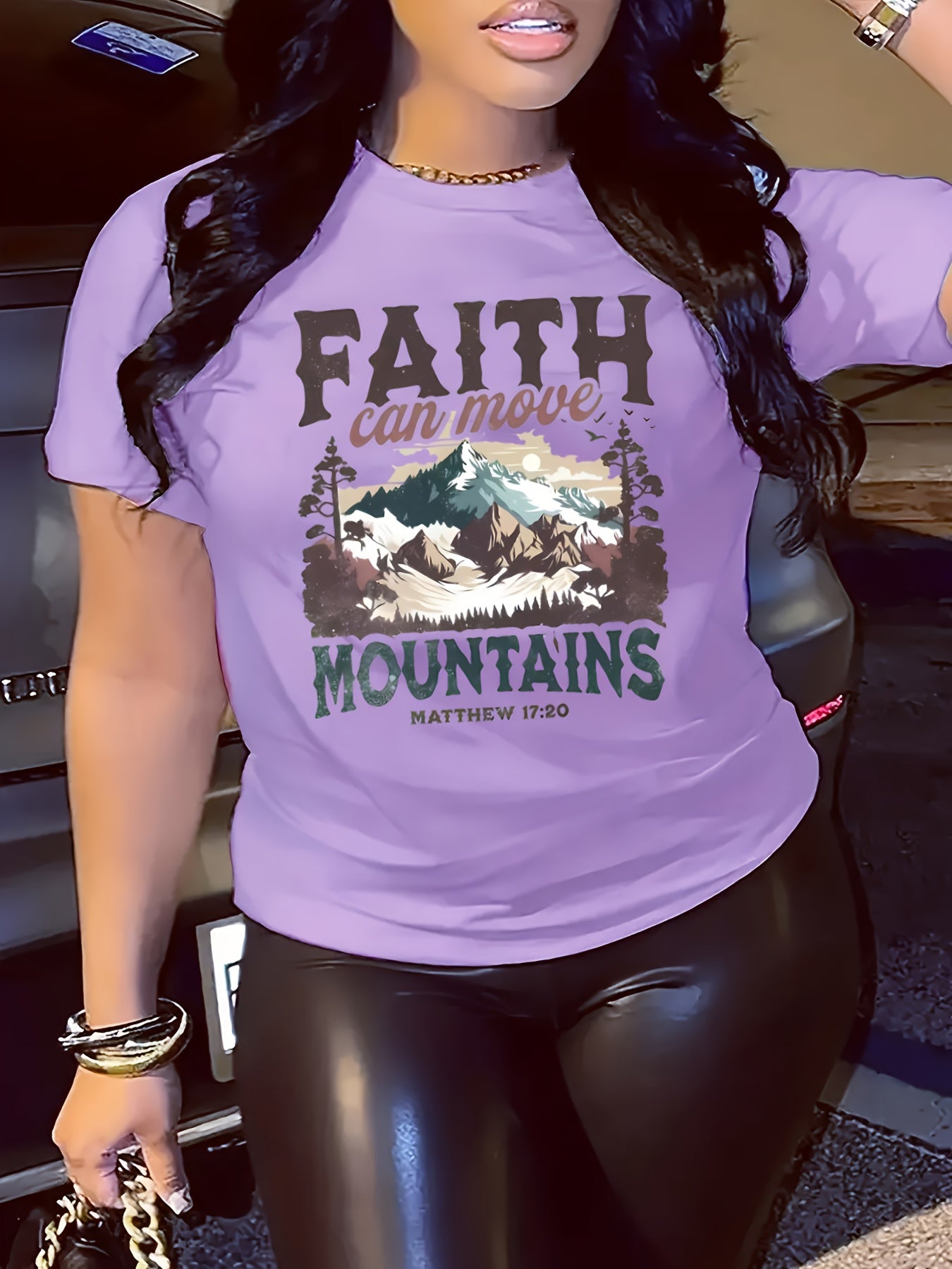 Faith Can Move Mountains Plus Size Women's Christian T-shirt claimedbygoddesigns