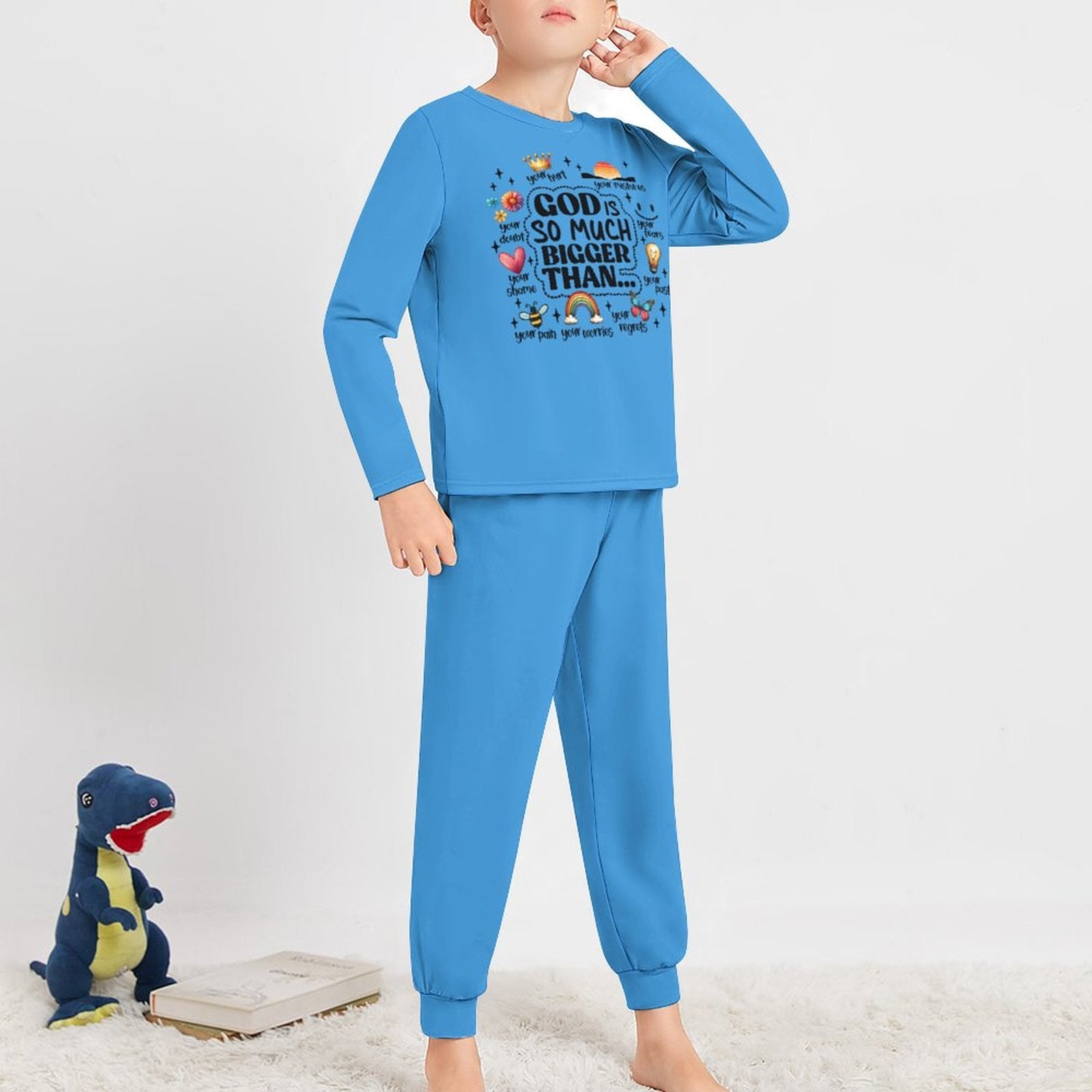 God Is So Much Bigger Than Youth Toddler Christian Long Sleeve Boys Pajama Set SALE-Personal Design