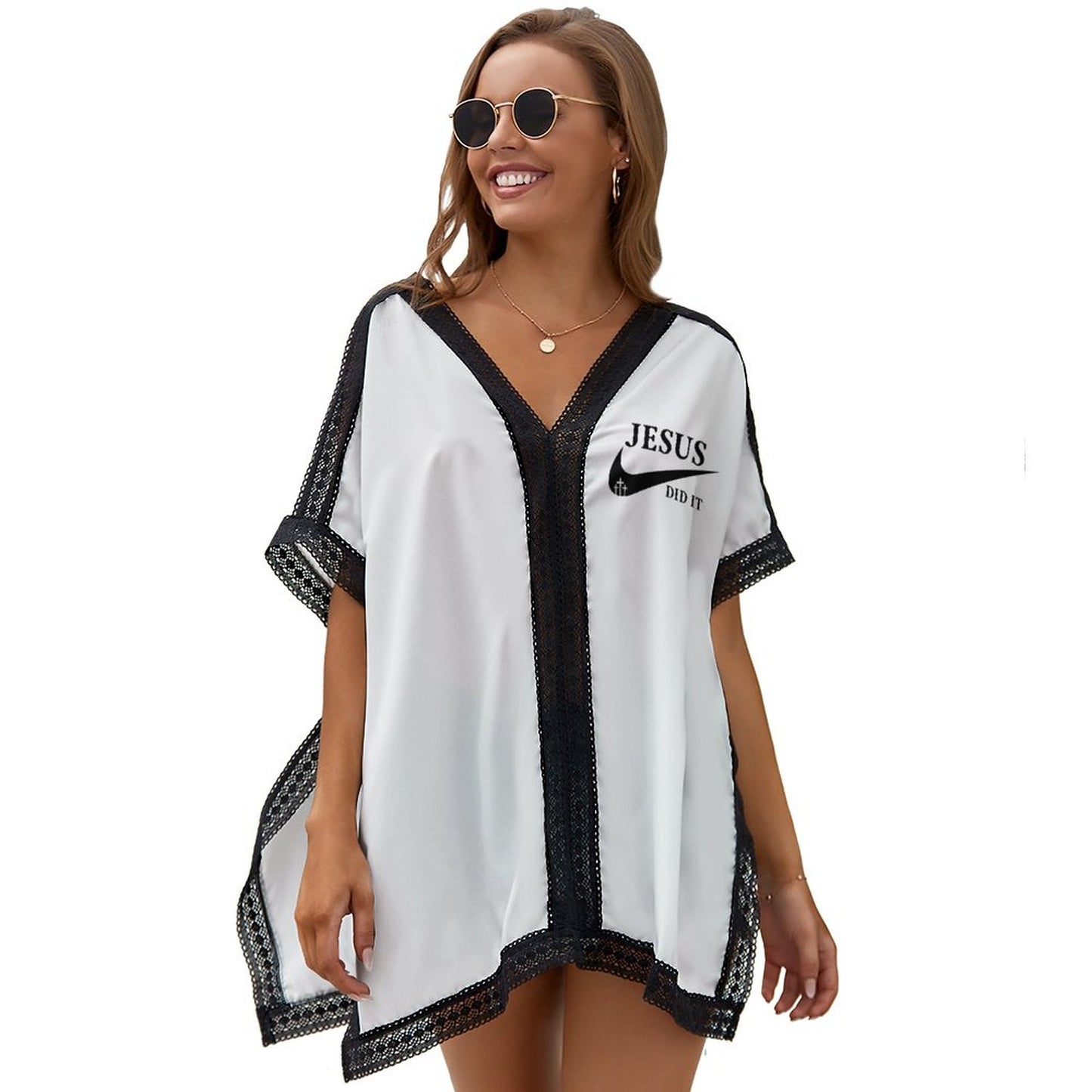 Jesus Did It (like Nike) Women's Christian Swimsuit Cover-up