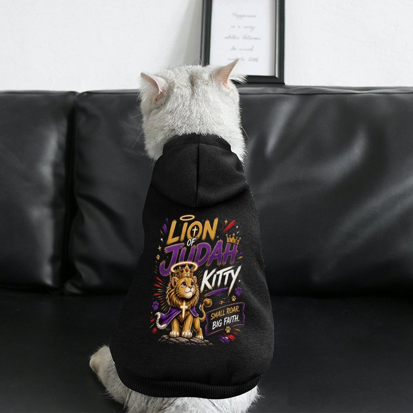 Lion Of Judah Kitty Christian Pet Hooded Pullover Sweatshirt Cat Hoodie Warm, Soft & Breathable - ClaimedbyGodDesigns