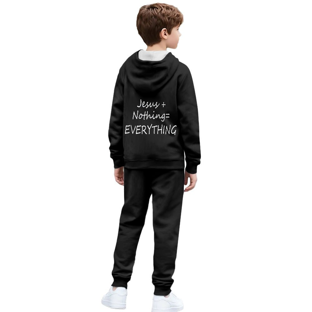 Him Plus Nothing Equals Everything Youth Christian Zippered Sportswear Outfit - ClaimedbyGodDesigns