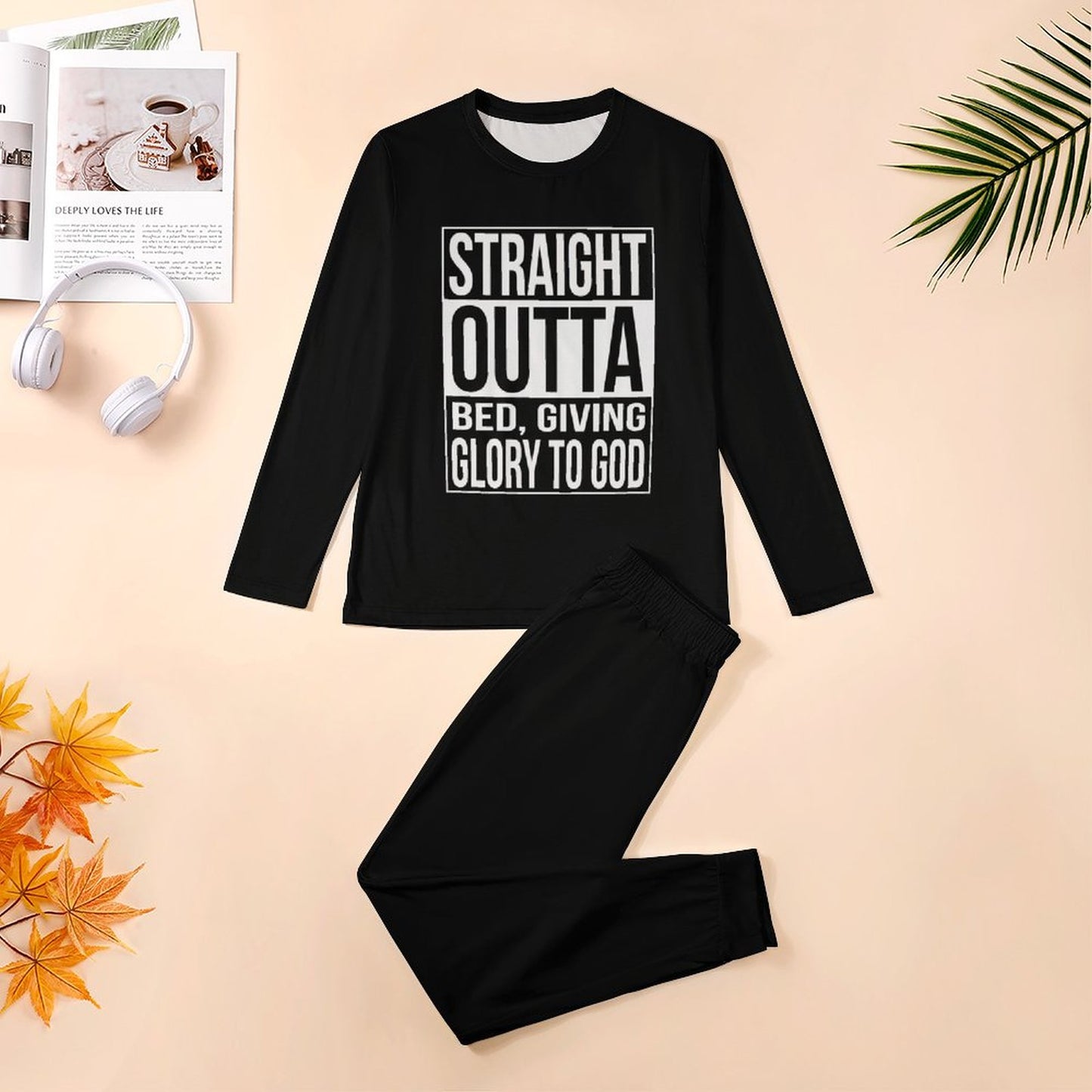 Straight Outta Bed, Giving Glory To God Men's Christian Pajamas SALE-Personal Design