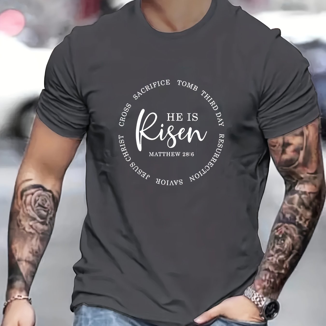 He Is Risen Men's Christian T-shirt claimedbygoddesigns