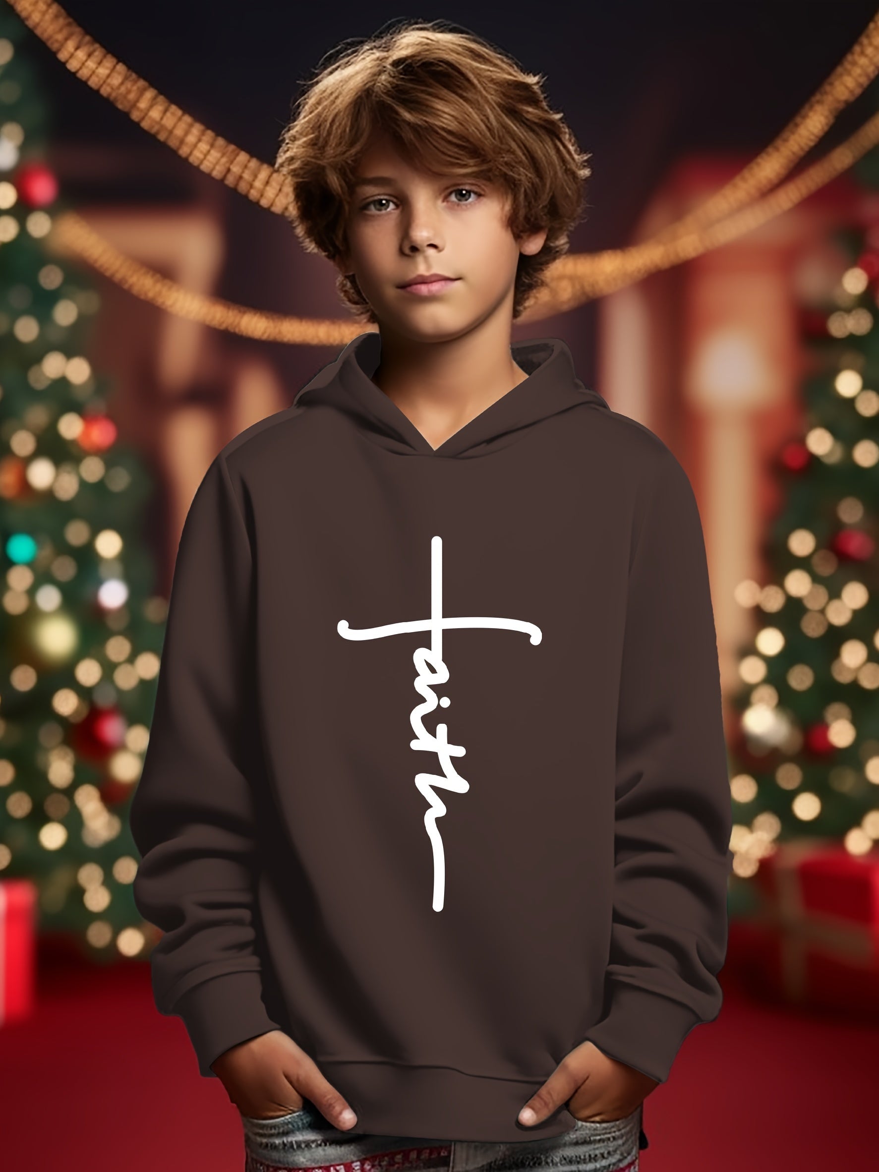 FAITH Youth Christian Pullover Hooded Sweatshirt claimedbygoddesigns