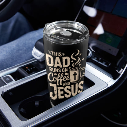 This-Dad-Runs-On-Coffee-And-Faith 20oz Mobile Tumbler with Lid (Black Lock)