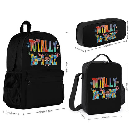Totally Au-some Autism Awareness Set of 3 Bags (Shoulder Bag Lunch Bag & Pencil Pouch)