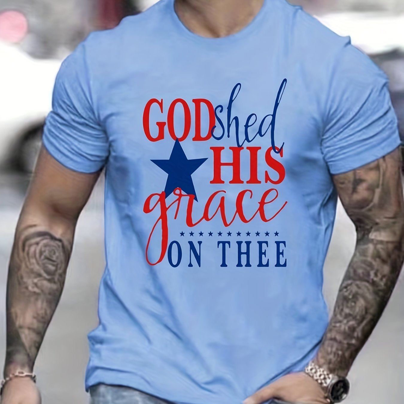 God Shed His Grace On Thee Men's Christian T-Shirt claimedbygoddesigns