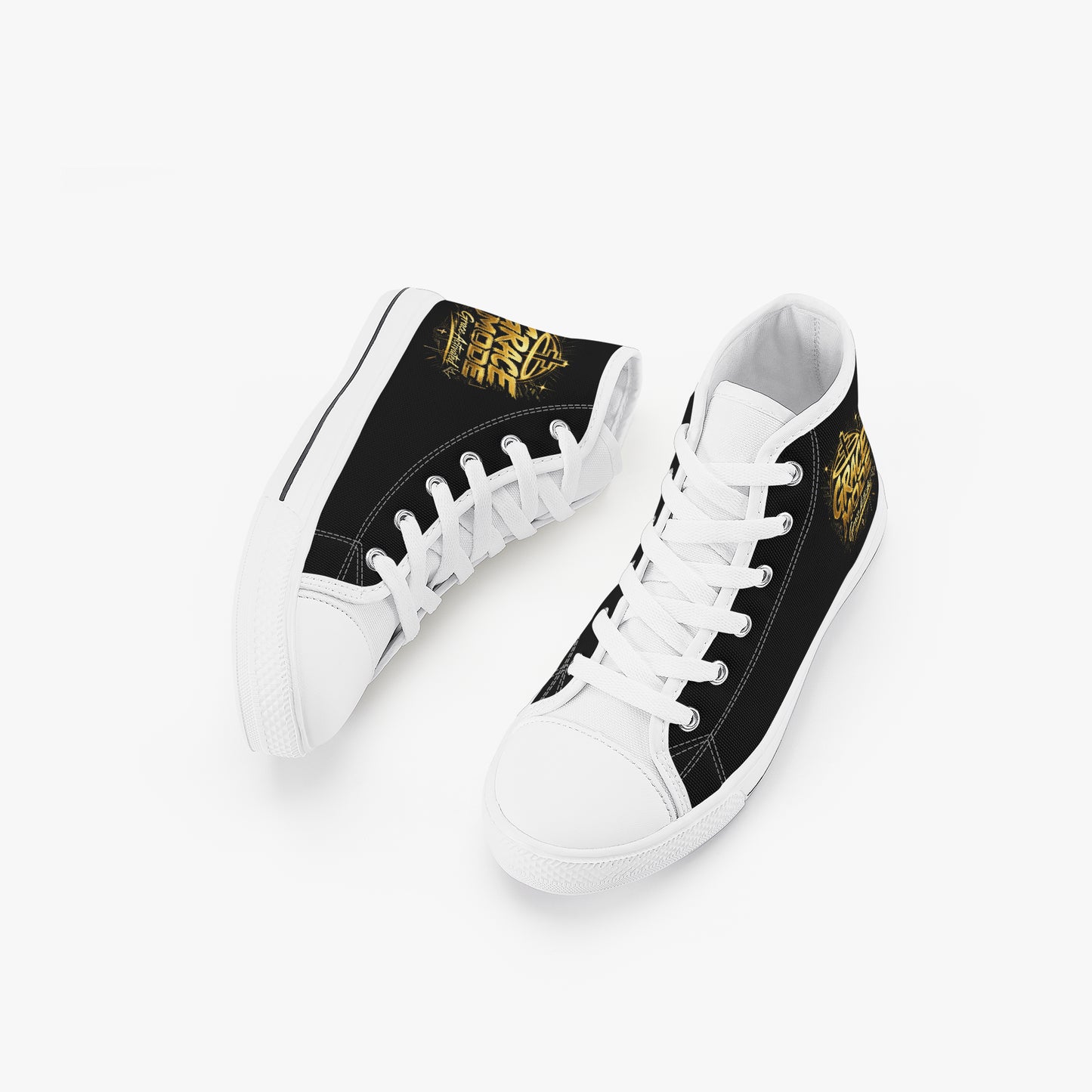 Grace Mode Activated Christian Kid’s High - Top Canvas Shoes - ClaimedbyGodDesigns