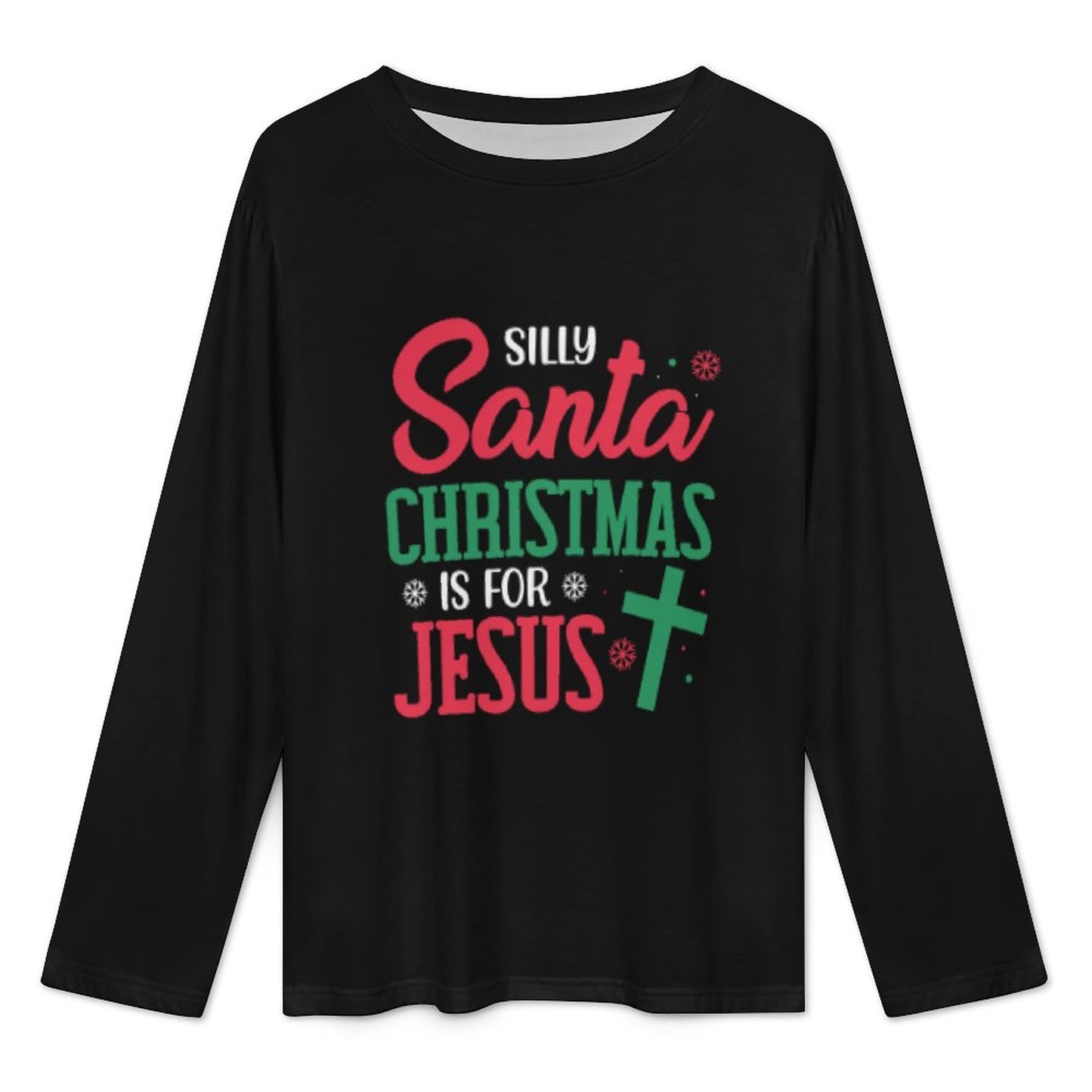 Silly Santa Christmas Is For Jesus (christmas themed) Christian Women's 2 Piece Pajama Set