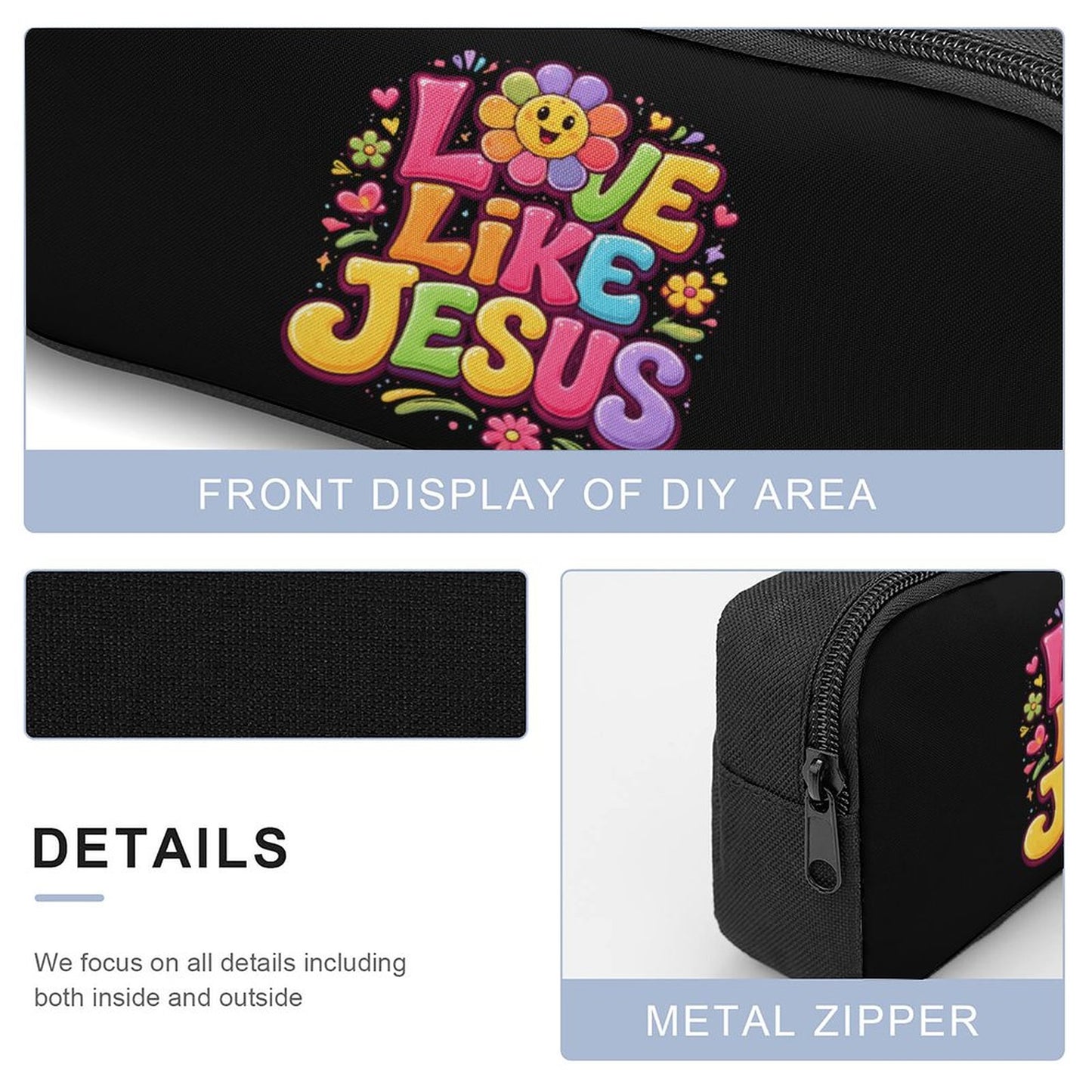 Love Like Jesus 3 PCS Christian Backpack Set (Backpack, Lunch Bag and Pencil Case)
