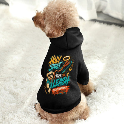 Holy Spirit Take The Leash Christian Pet Hooded Pullover Sweatshirt Dog Hoodie Warm, Soft & Breathable - ClaimedbyGodDesigns