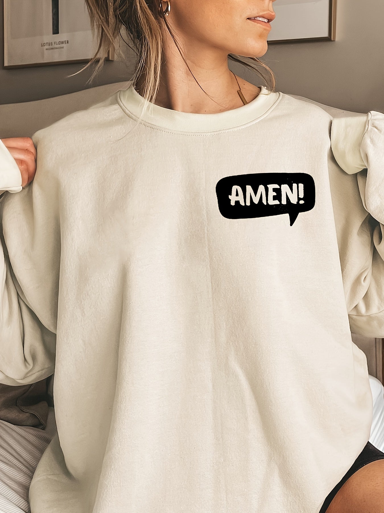 Amen! FAITH OVER FEAR Women's Christian Pullover Sweatshirt claimedbygoddesigns