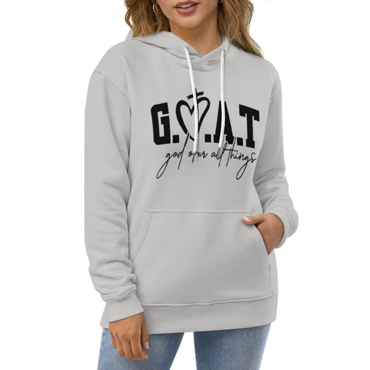 GOAT God Over All Things Women's Christian Hooded Pullover Sweatshirt