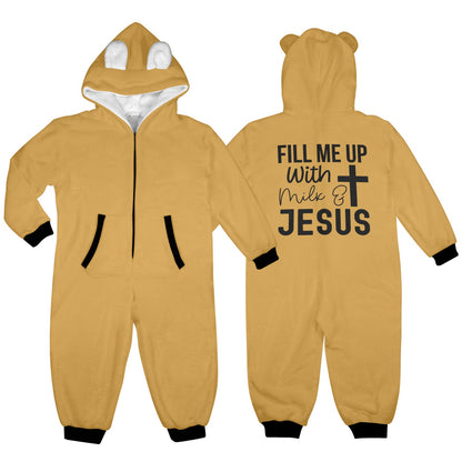 Fill Me Up One-Piece Zip up Hooded Christian Pajamas for Little Kids (toddler)