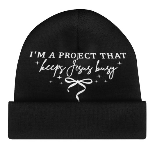I'm A Project That Keeps Jesus Busy Children's Christian Knit Beanie