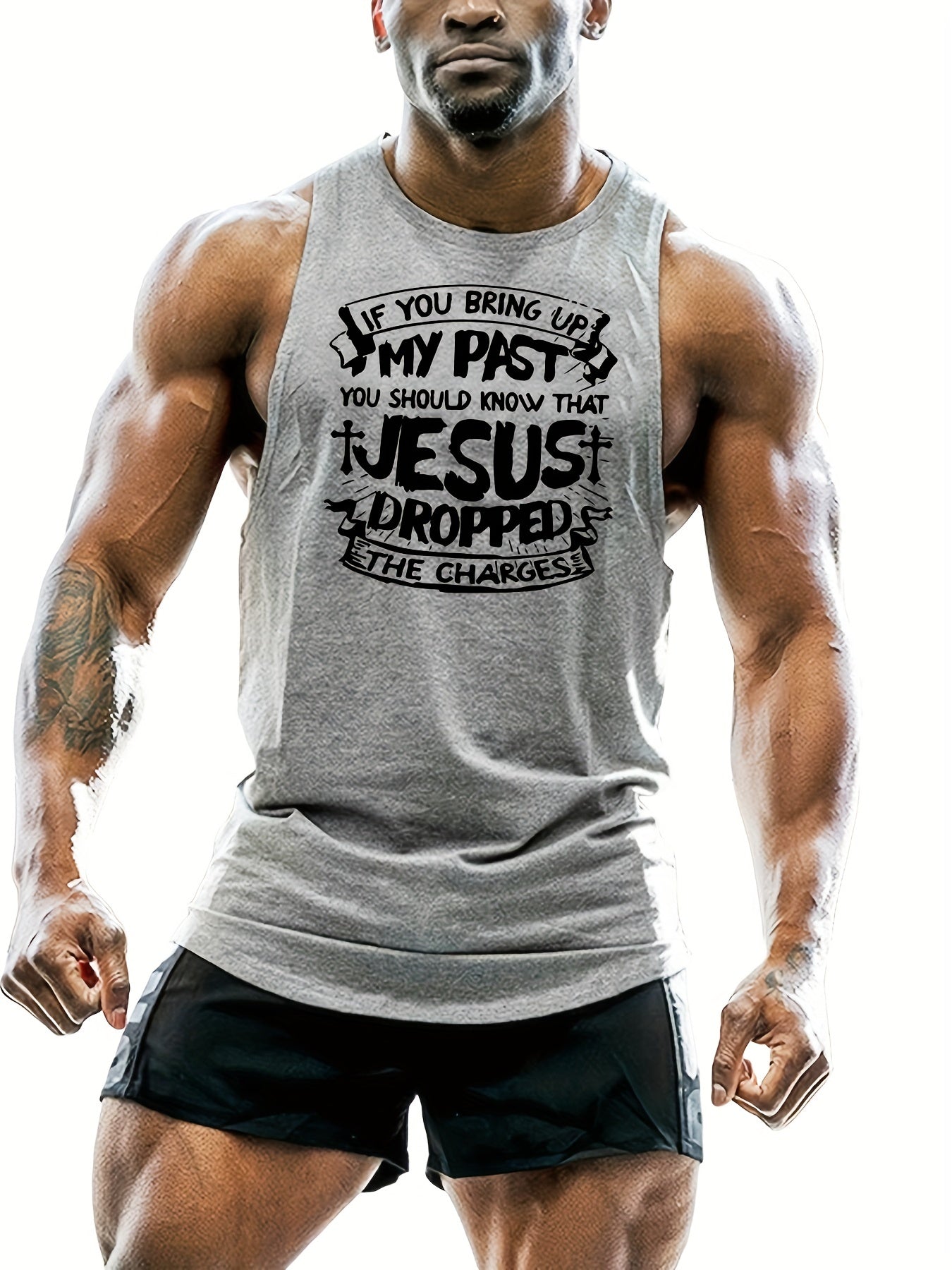 Jesus Dropped The Charges Plus Size Men's Christian Tank Top claimedbygoddesigns