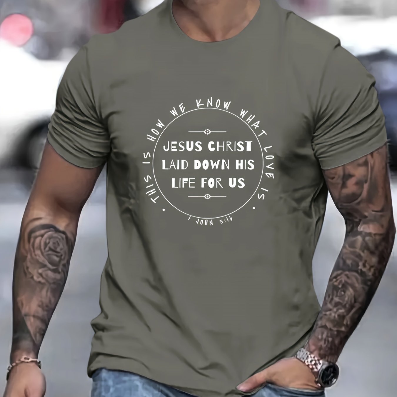 Jesus Laid Down His Life For Us Men's Christian T-shirt claimedbygoddesigns