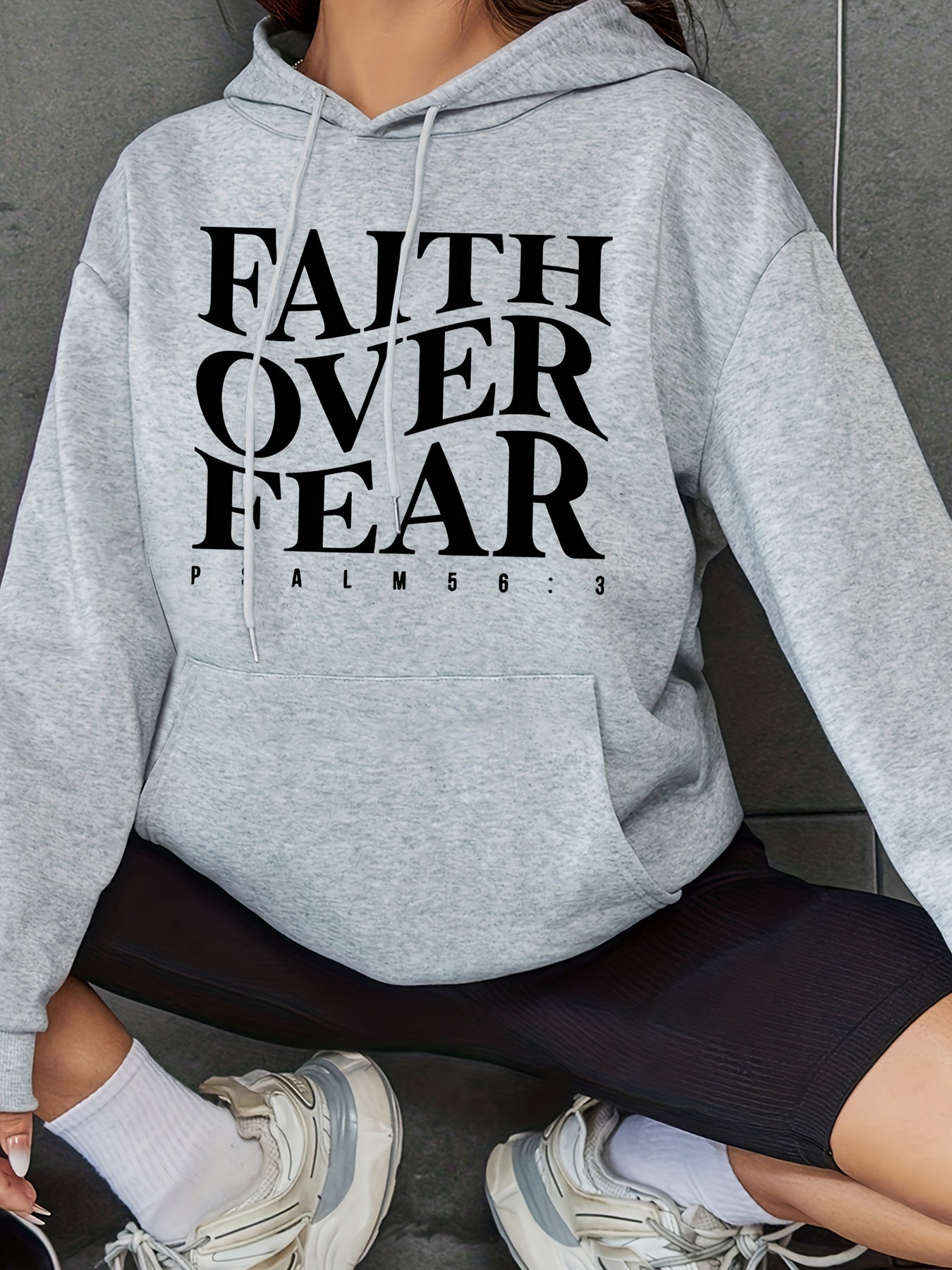 Faith Over Fear Women's Christian Pullover Hooded Sweatshirt claimedbygoddesigns